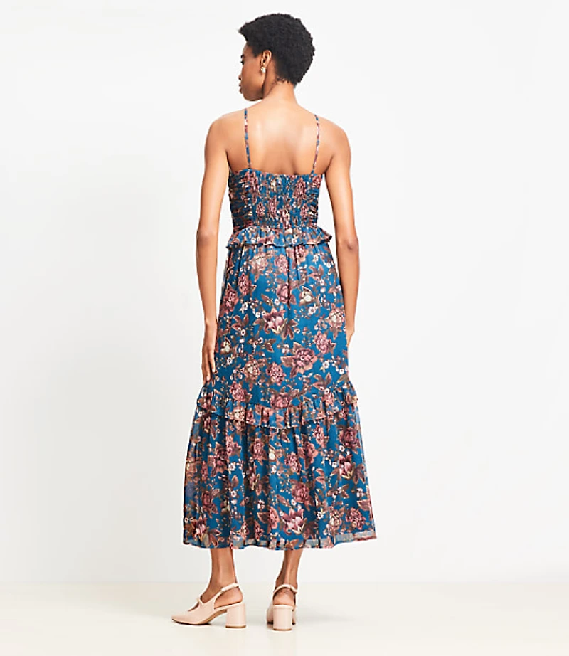 Floral Smocked Strappy Maxi Dress