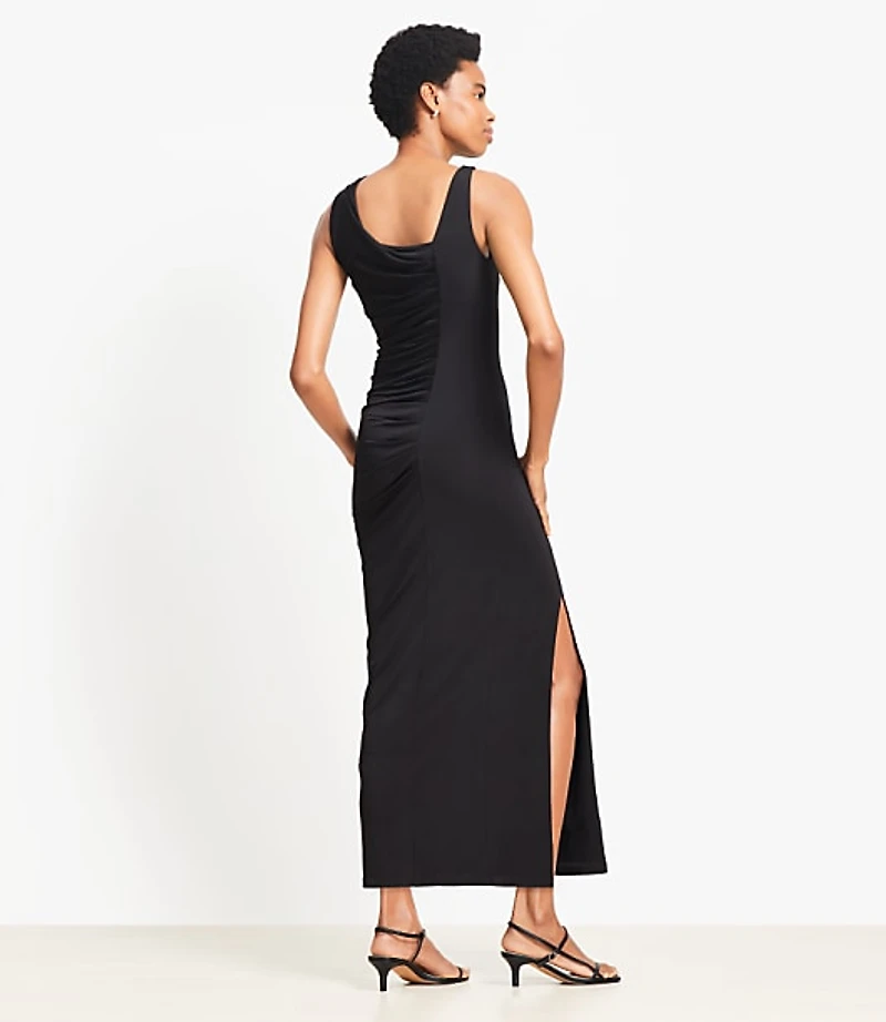 Asymmetrical Ruched Midi Dress