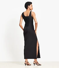 Asymmetrical Ruched Midi Dress