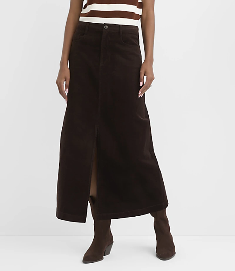 Petite Brushed Corduroy Midi Skirt