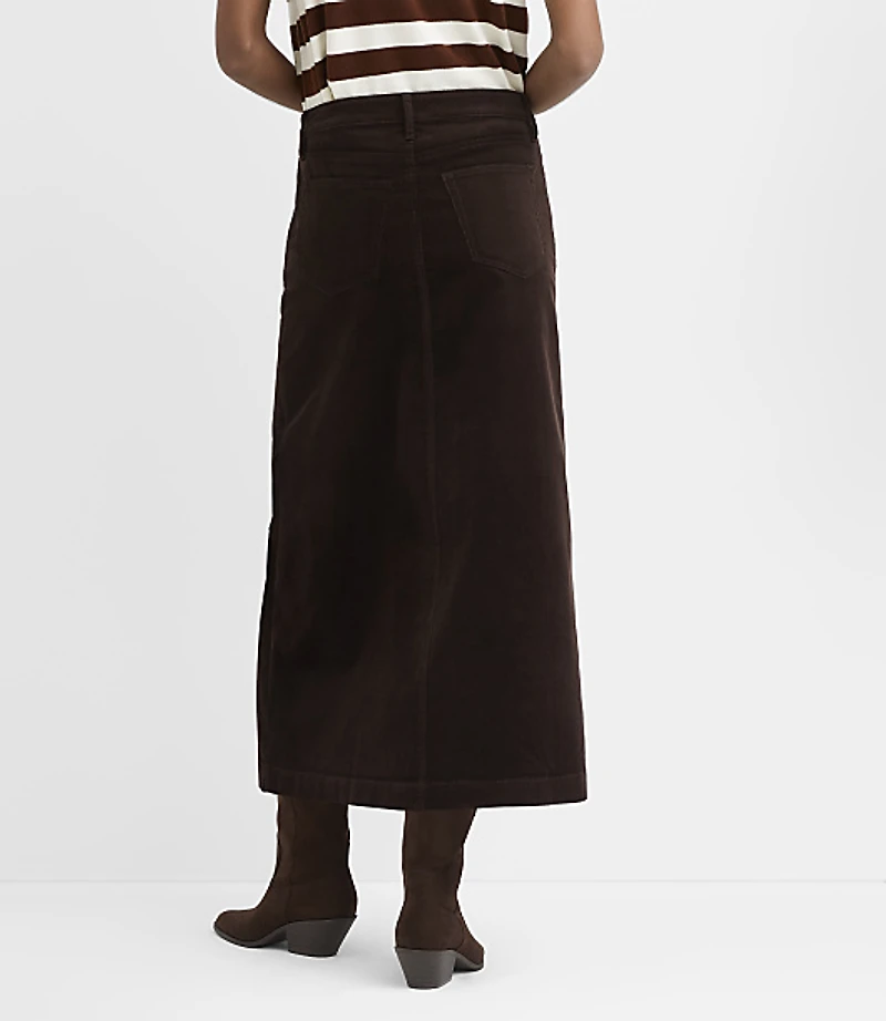 Petite Brushed Corduroy Midi Skirt