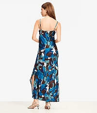 Brushstroke Cowl Midi Slip Dress