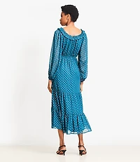Shimmer Ruffle Tiered Midi Dress