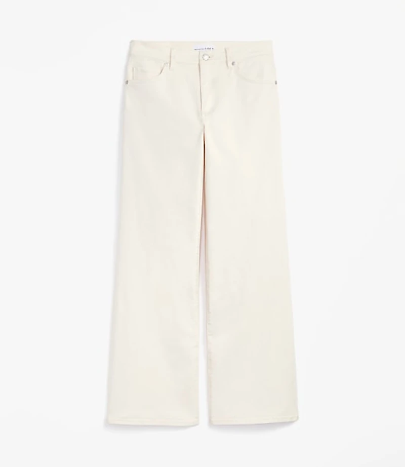 Mid Rise Wide Leg Jeans Ivory