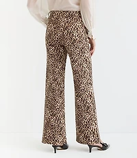 Petite High Rise Wide Leg Jeans Leopard Print