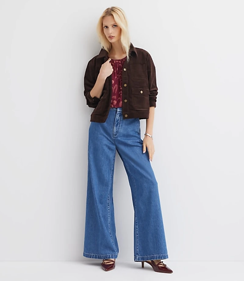 Petite High Rise Trouser Jeans in Bright Mid Indigo Wash
