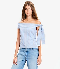 Petite Striped Tie One Shoulder Top