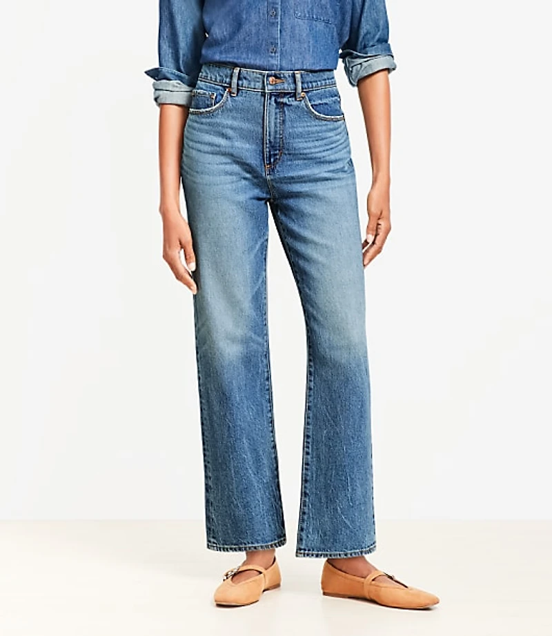 High Rise Straight Jeans Authentic Vintage Mid Wash