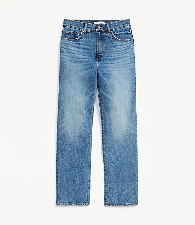 High Rise Straight Jeans Authentic Vintage Mid Wash