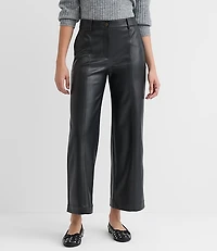 Wide Leg Pants Faux Leather