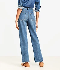 Petite High Rise Straight Jeans Authentic Vintage Mid Wash