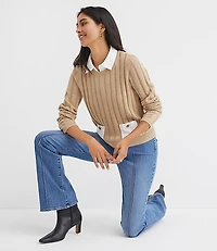 Petite Ribbed Mixed Media Pocket Sweater
