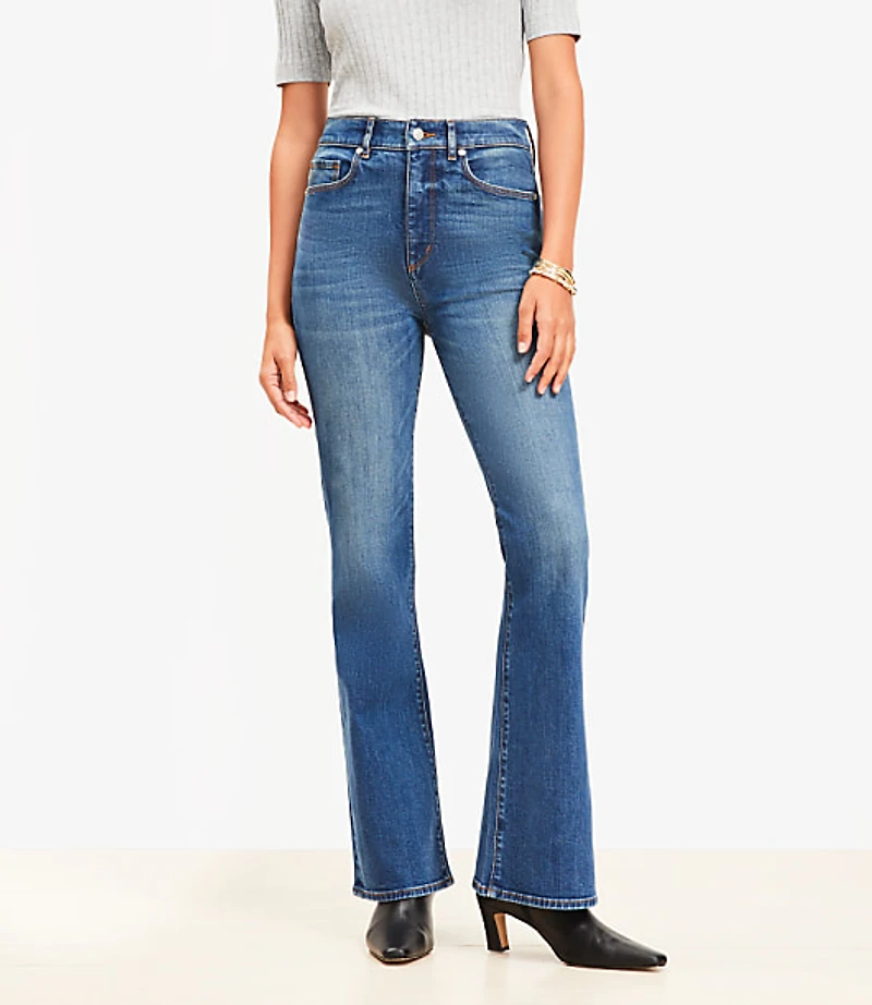 High Rise Slim Flare Jeans Vintage Dark Indigo Wash