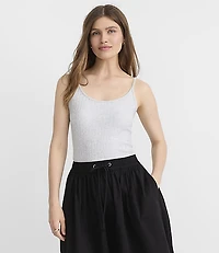 Petite Heathered Ruffle Ribbed Tank Top