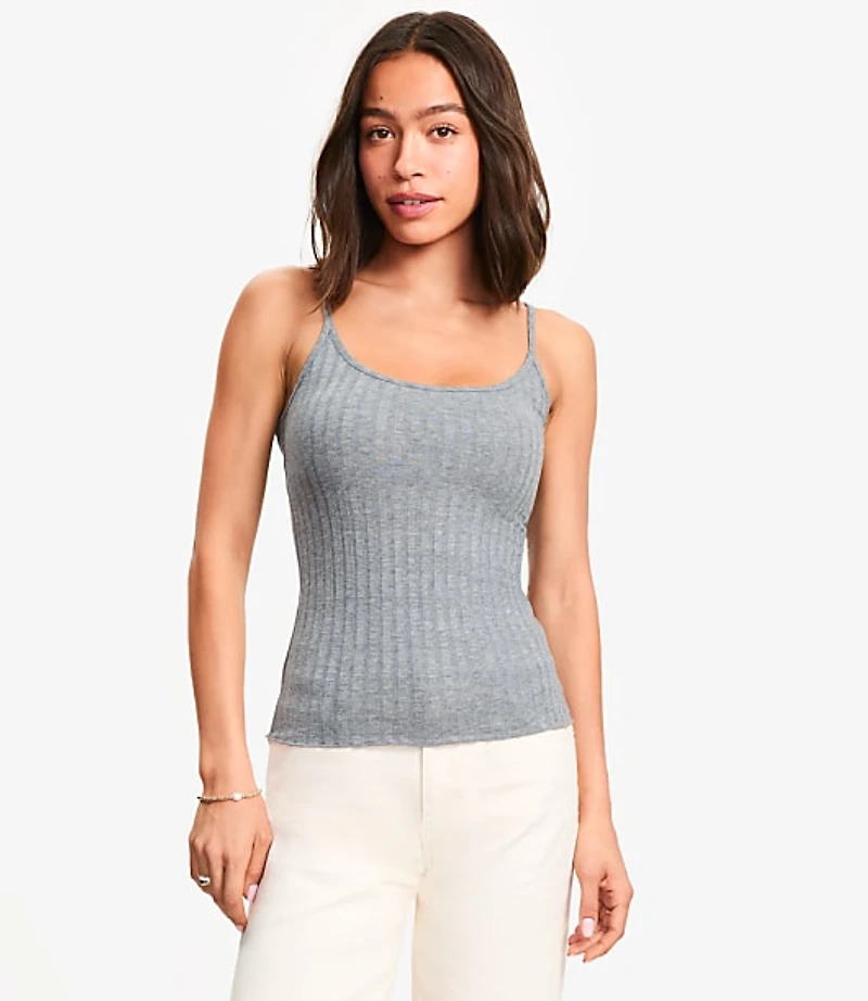 Heathered Ruffle Ribbed Tank Top