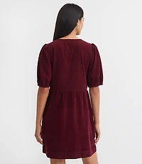 Corduroy Bow Mini Pocket Dress