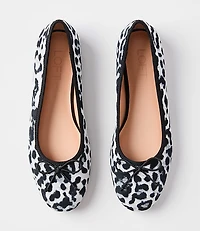 Snow Leopard Print Velvet Ballet Flats