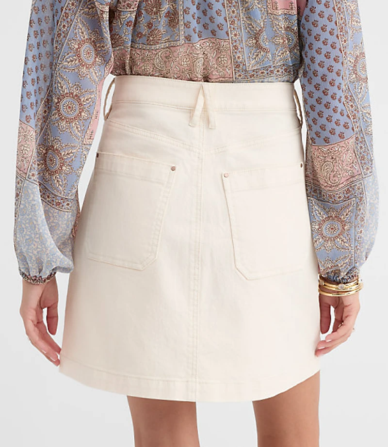 Denim Carpenter Mini Skirt Ivory