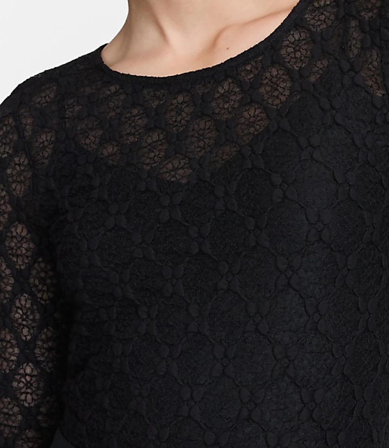 LOFT Versa Geo Lace Long Sleeve Top