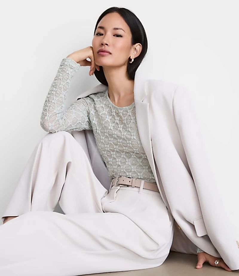 LOFT Versa Geo Lace Long Sleeve Top