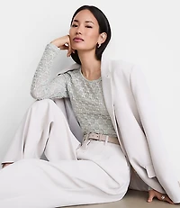 LOFT Versa Geo Lace Long Sleeve Top