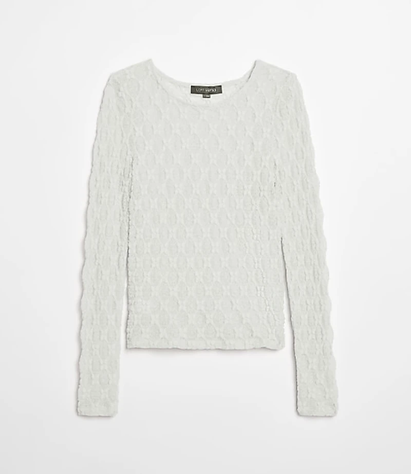 LOFT Versa Geo Lace Long Sleeve Top