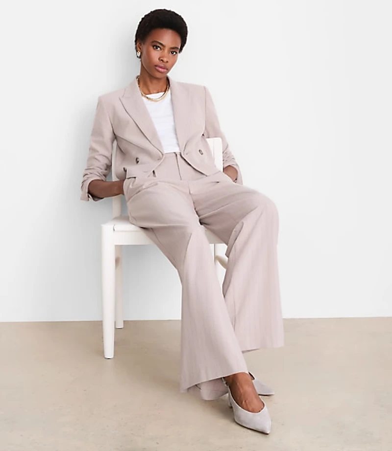 LOFT Versa Seasonless Stretch Double Breasted Blazer Stripe