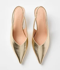 Metallic Slingback Kitten Heels