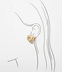 Molded Metal Heart Stud Earrings
