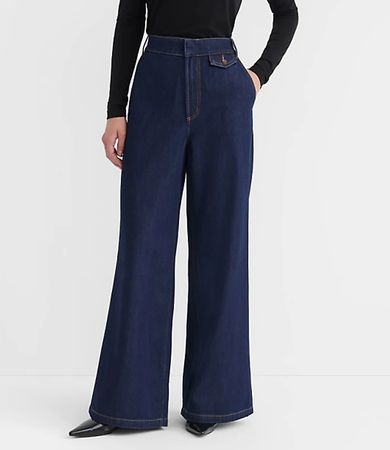 Petite High Rise Trouser Jeans in Dark Rinse