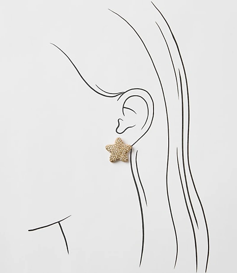 Sparkle Puffy Star Stud Earrings