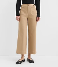 Palmer Wide Leg Crop Pants Contrast Stitch