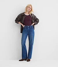 Rivete Petite Mid Rise Relaxed Straight Jeans Dark Wash