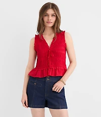 Smocked Ruffle Peplum Top