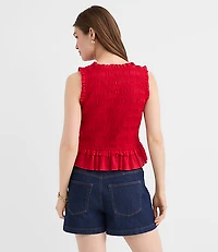 Smocked Ruffle Peplum Top