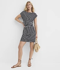 Stripe Ruched Wedge Mini Tee Dress