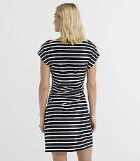 Stripe Ruched Wedge Mini Tee Dress