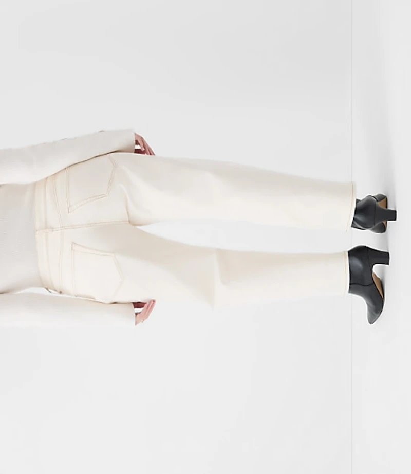 Rivete Petite Curvy High Rise Straight Jeans in Ivory