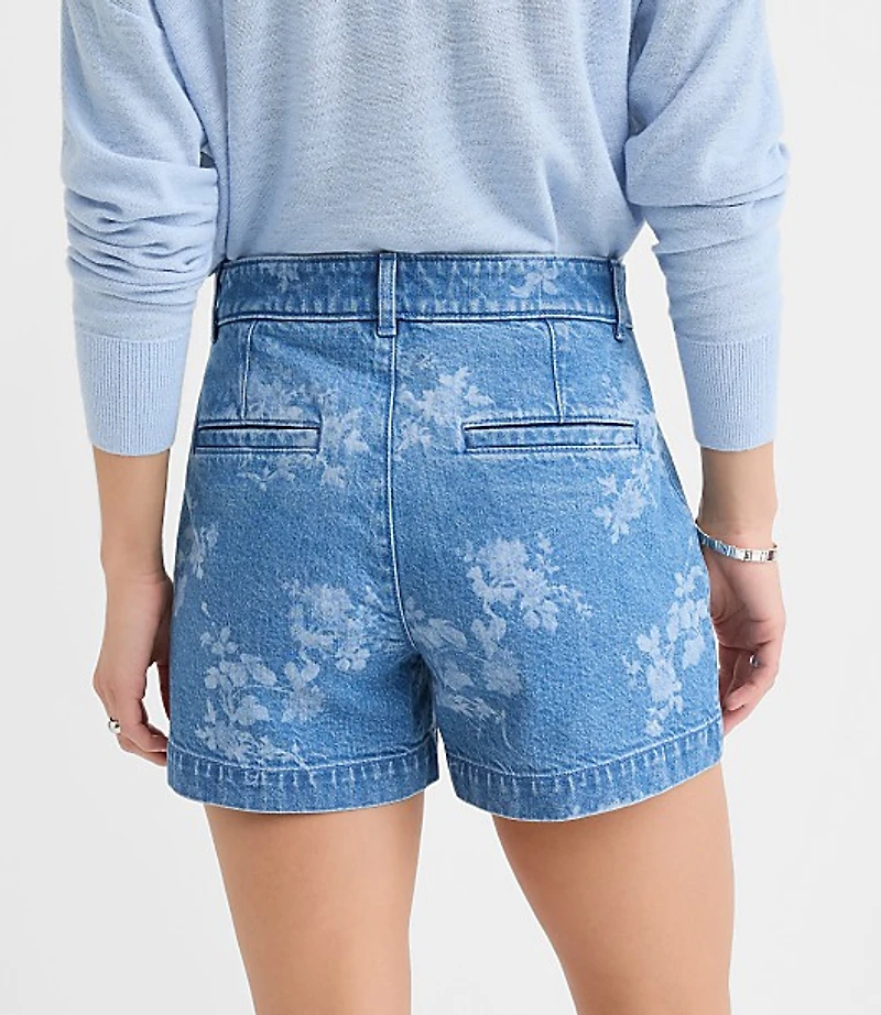 Palmer Denim Shorts Floral Classic Mid Wash