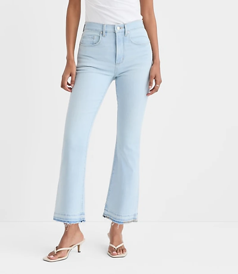 Rivete Unpicked High Rise Kick Crop Jeans Wave Wash