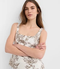 Floral Toile Seamed Linen Cotton Peplum Top