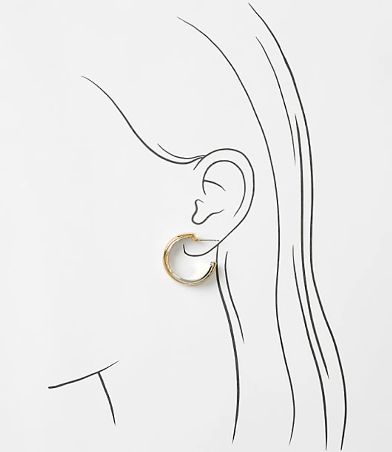 Crossover Mixed Metal Hoop Earrings