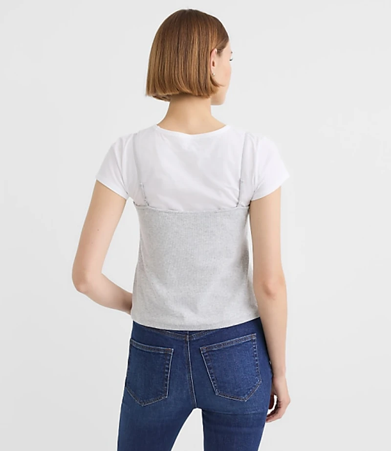 Heathered Lace Perfect Ribbed Cami Tee