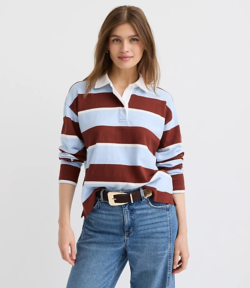 Rugby Stripe Polo Top