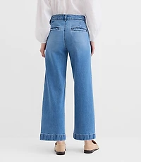 Petite Curvy Palmer Wide Leg Crop Jeans Classic Mid Wash