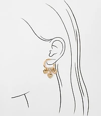 Sparkle Heart Cluster Hoop Earrings