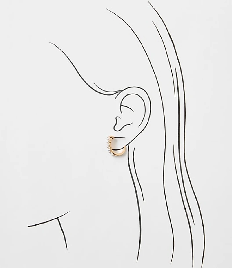 Pearlized Sparkle Huggie Hoop Earrings