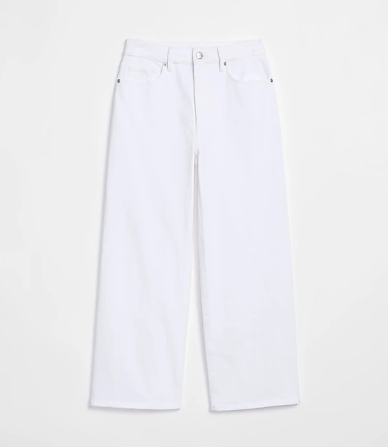 Rivete Curvy High Rise Wide Leg Crop Jeans White