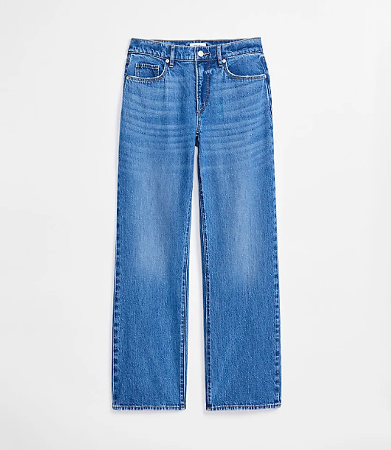 Rivete Curvy Mid Rise Relaxed Straight Jeans Vintage Wash