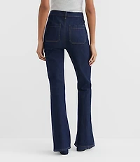 Rivete Curvy Patch Pocket High Rise Slim Flare Jeans Classic Rinse Wash